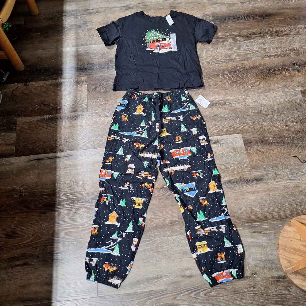 Old Navy Iconic "Jingle Jammies" Women's T-shirt Small/Bottoms M, RN#54023, NWT